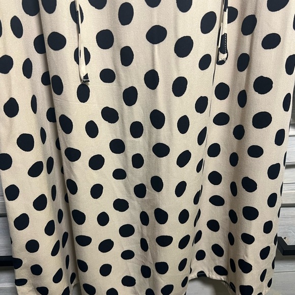 Boutique Fantastica Cream Serval Print Polka Dot Tie Neck Swing Mini Dress - Picture 8 of 9